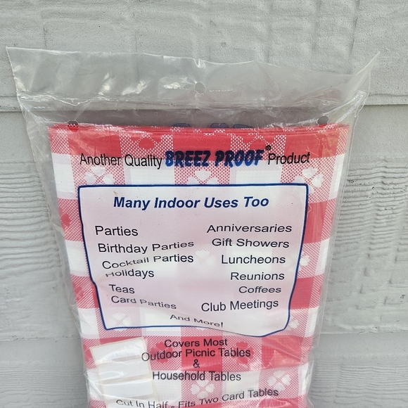 VTG Breez Proof Table Covers Red Check Moisture Proof USA Made Sanitary Plastic - Picture 6 of 7
